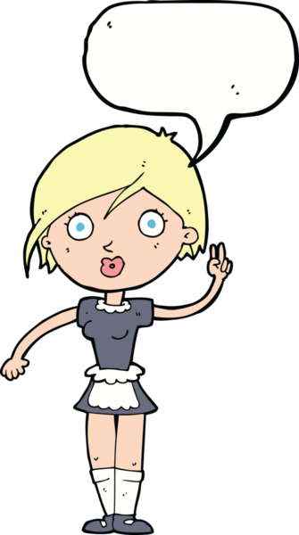 Çizgi film garsonu bir insan tarafından çizilmiş konuşma balonuyla el hareketi yapıyor.