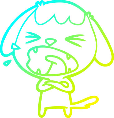 Bir insan tarafından çizilmiş şirin bir çizgi köpeğin soğuk gradyan çizgisi.