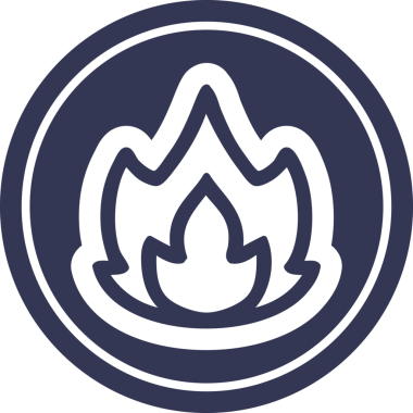 Bir insan tarafından çizilmiş basit alev dairesel simgesi