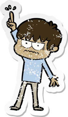 Bir insan tarafından çizilmiş kızgın bir çizgi film çocuğunun sıkıntılı çıkartması.