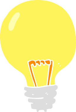 Bir insan tarafından çizilen ampulün düz renk çizimi