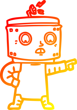 Bir insan tarafından çizilen çizgi film robotunun sıcak gradyan çizimi