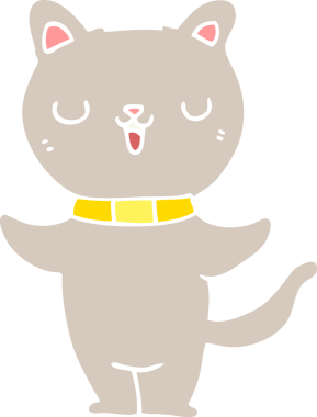 Bir insan tarafından çizilmiş düz renkli çizgi film kedisi