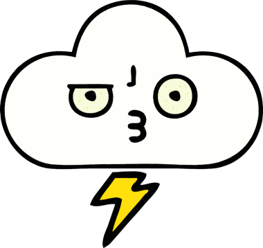 Bir insan tarafından çizilmiş bir gök gürültüsü bulutu çizgi filmi.