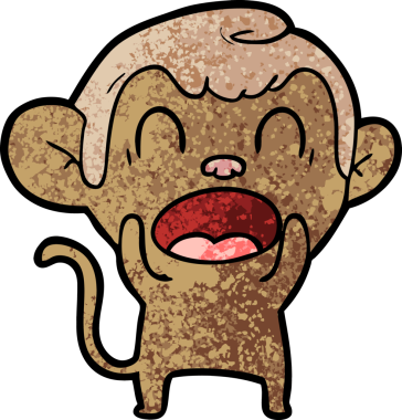 Bir insan tarafından çizilmiş bağıran çizgi maymun.