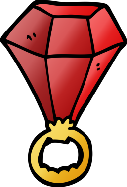 Bir insan tarafından çizilmiş kırmızı yakut bir yüzük.