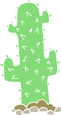 Bir insan tarafından çizilen kaktüsün düz renk çizimi