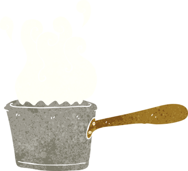 Bir insan tarafından çizilmiş bir mutfak tavası.