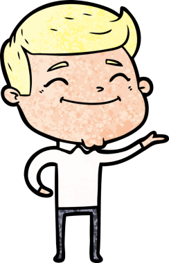 Bir insan tarafından çizilmiş mutlu çizgi film adamı.