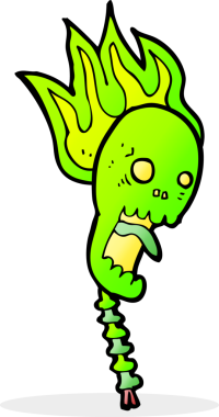 Bir insan tarafından çizilmiş ürkütücü bir kafatası.