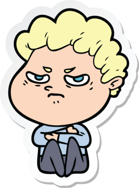 Bir insan tarafından çizilmiş kızgın bir adamın çıkartması.