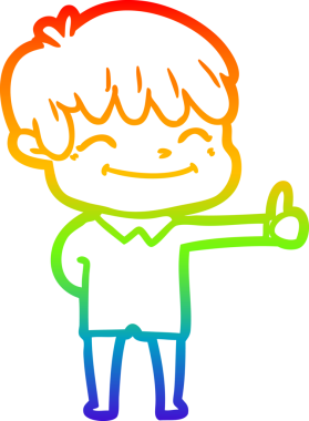 gökkuşağı gradyan çizgi çizimi bir insan tarafından çizilmiş mutlu bir çocuk