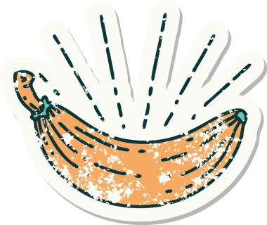 Bir insan tarafından çizilmiş eski bir muz dövmesi.