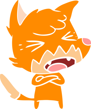 bir insan tarafından çizilmiş kızgın düz renkli tilki çizimi