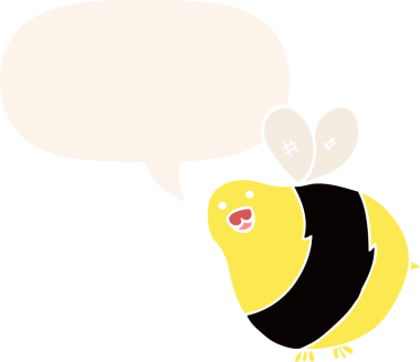 Konuşma baloncuğu olan çizgi film arısı insan tarafından çizilmiş.