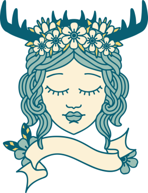 Bir insan tarafından çizilmiş Retro Dövme Tarzı İnsan Druidi