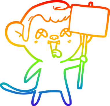 Gökkuşağı gradyan çizgisi insan tarafından çizilmiş çılgın bir çizgi maymun çizimi