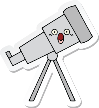 Bir insan tarafından çizilmiş sevimli bir teleskop çıkartması.