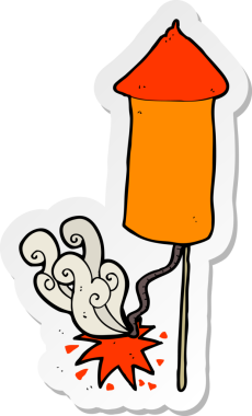 Bir insan tarafından çizilmiş havai fişek çıkartması.