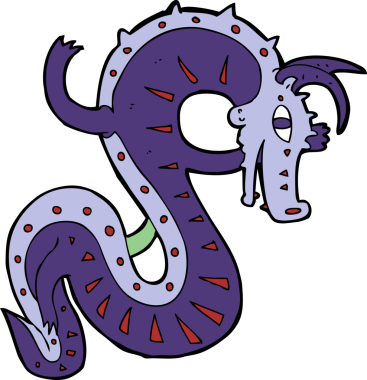 Bir insan tarafından çizilmiş Sakson ejderha çizgi filmi.