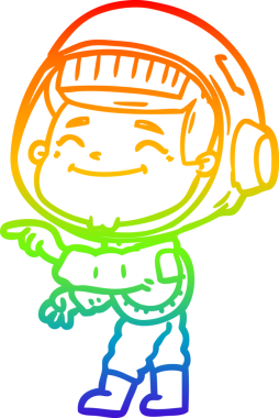 gökkuşağı gradyan çizimi mutlu bir çizgi astronot çizimi bir insan tarafından çizildi