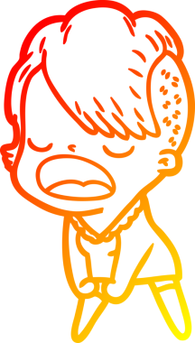 Bir insan tarafından çizilmiş havalı bir hippi kızın sıcak çizgi çizimi.