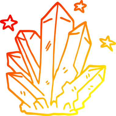 Bir insan tarafından çizilen sihirli kristalin sıcak çizgi çizimi