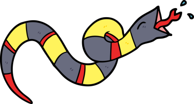 Bir insan tarafından çizilmiş tıslayan yılan çizgi filmi.