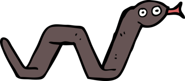 Bir insan tarafından çizilmiş komik çizgi film yılanı.