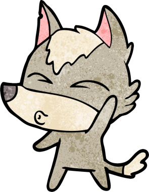 Bir insan tarafından çizilmiş, el sallayan kurt ıslığı.