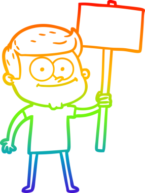 Gökkuşağı gradyan çizimi bir insan tarafından çizilmiş mutlu bir adamın çizimi.