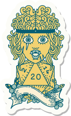 Bir insan tarafından çizilmiş 20 zarlı yarı ork barbarının çıkartması.