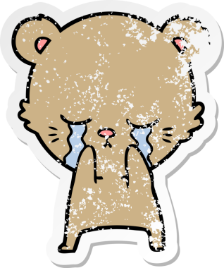 Bir insan tarafından çizilmiş ağlayan çizgi film ayısının sıkıntılı çıkartması.