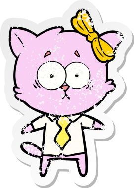 Bir insan tarafından çizilmiş karikatür bir kedinin sıkıntılı çıkartması.