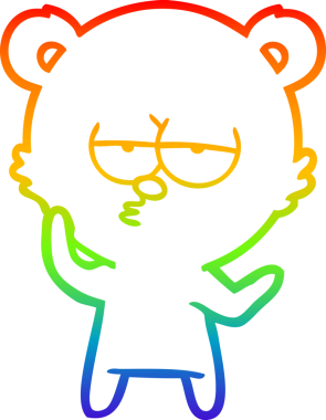 Bir insan tarafından çizilmiş sıkılmış bir ayı çizgi filminin çizimi.