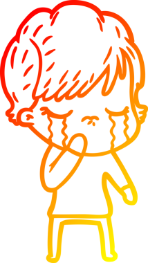 Bir insan tarafından çizilmiş, ağlayan bir çizgi kadın çizimi.