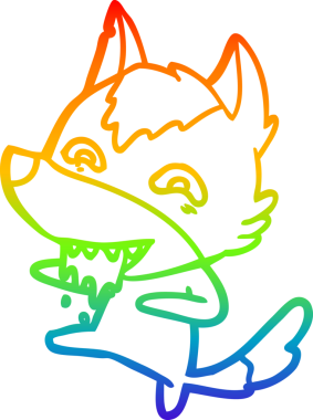 Gökkuşağı gradyan çizgisi insan tarafından çizilmiş aç bir kurt çizgi.