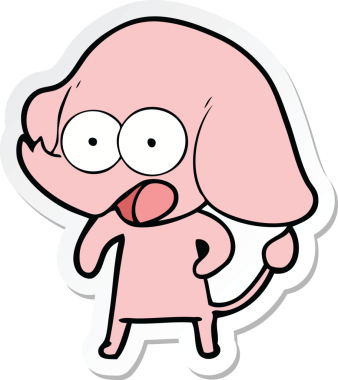 Bir insan tarafından çizilmiş şirin bir fil çıkartması.