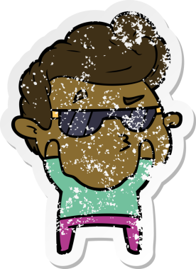 Bir insan tarafından çizilmiş havalı bir adamın sıkıntılı çıkartması.