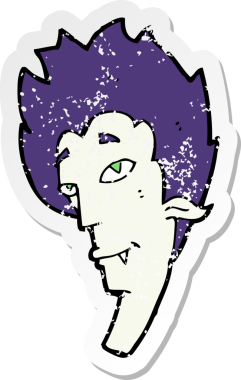 Bir insan tarafından çizilmiş vampir kafasının gerilimli çıkartması.