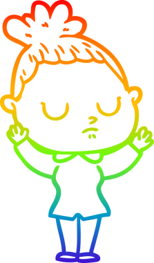 Gökkuşağı gradyan çizgi çizimi bir insan tarafından çizilmiş sakin bir kadın