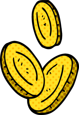 Bir insan tarafından çizilmiş altın sikkeler.