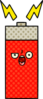 Bir insan tarafından çizilmiş bir bataryanın çizgi roman tarzı