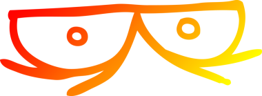 Bir insan tarafından çizilmiş ürkütücü çizgi film gözlerinden oluşan sıcak bir çizgi.