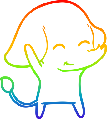 Gökkuşağı gradyan çizgisi bir insan tarafından çizilmiş şirin bir fil çizimi