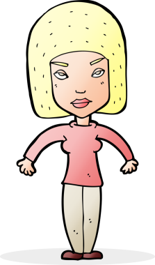 Bir insan tarafından çizilmiş omuz silken çizgi filmdeki kadın.