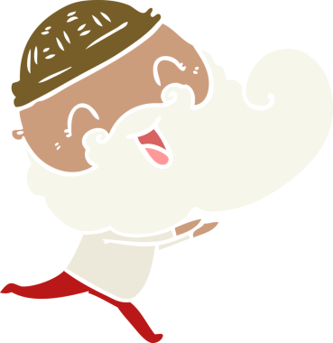 Bir insan tarafından çizilmiş mutlu sakallı adam.