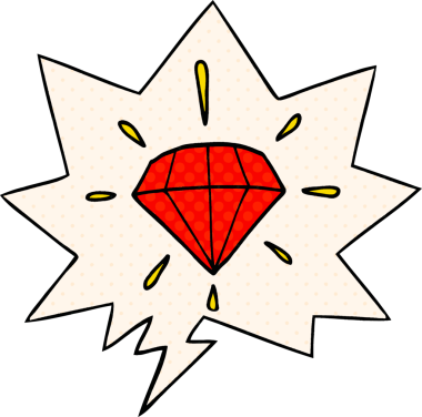 Bir insan tarafından çizilmiş çizgi roman tarzında konuşma baloncuklu elmas dövmesi.