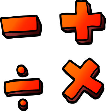 Bir insan tarafından çizilmiş vektör gradyan çizim karikatürü matematik sembolleri