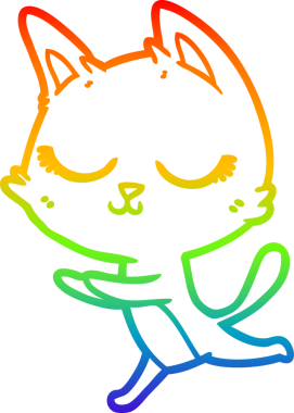 Gökkuşağı gradyan çizgisi bir insan tarafından çizilmiş sakin bir çizgi kedi çizimi